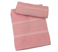 hobbymio.it Set de serviette avec invité à broder au point de croix, serviette et invité avec toile Aida, serviette de bain 50 x 100 cm plus Opite 30 x 50 cm (05 rose)