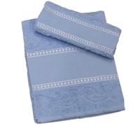 hobbymio.it Set de serviettes avec serviette d'invité à broder au point de croix, serviette plus invité avec toile Aida, serviette de bain 50x100cm plus invité 30x50cm (07 Bleu)