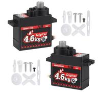 HobbyPark Lot de 2 micro servomoteurs étanches 12 g en métal Arduino Servo numérique Mini 4,6 kg à couple élevé HV programmable pour 1/24 RC Crawler Voiture Avion Bateau Robotique 180°