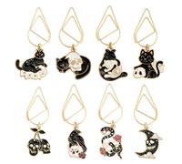 HOBBYSAY 8 styles horreur squelette chat marque-page vintage lune chat marque-page Halloween tête de mort clip papier pendentif fleurs automne fleurs papier marque-page marque-page cadeaux accessoires