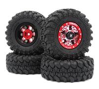 hobbysoul Lot de 4 roues et pneus Beadlock 1.0 pour camion RC Crawler Axial SCX24 Traxxas 1/18 TRX4M Upgrades, HS701190