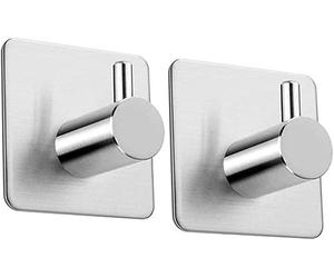 HOBBYTECH Lot 2 de crochets à torchon, serviette sans perçage avec adhésif 3M en acier inox