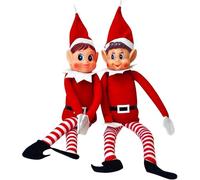 HOBBYTECH Lutin Farceur de Noël Articulé, Farceur de Noel, Lot de 2 Elfes Garcon & Fille en Peluche, Elfie (garçon) et Elvie (Fille), Idéal pour Décor