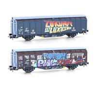 Hobbytrain H45104 Wagon à parois coulissantes Hbbillns CFF Ep.VI Graffiti...