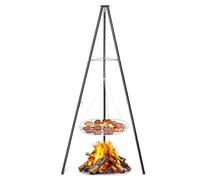 HOBBYZOO Barbecue suspendu - Plaque à pâtisserie de 50 cm de diamètre - Réglable en hauteur, Structure de type trépied(robuste et stable) - Noir (Sans foyer)