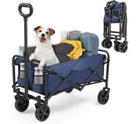 HOBBYZOO Chariot Pliable a Roulette - Chariot de Plage, Roues Tout-Terrain, poignée réglable, Taille compacte(74x45x84 cm) - avec Jusqu’à 100kg - Idéal pour Camping, Plage, Jardinage (Bleu)