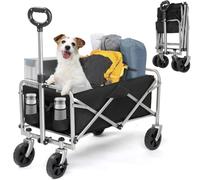 HOBBYZOO Chariot Pliable à Roulette - Chariot de Plage, Roues Tout-Terrain, poignée réglable, Taille compacte(74x45x84 cm) - avec Jusqu’à 100kg - Idéal pour Camping, Plage, Jardinage (Noir)