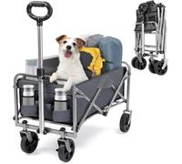 HOBBYZOO Chariot Pliable à Roulette - Chariot de Plage, Roues Tout-Terrain, poignée réglable, Taille compacte(74x45x84 cm) - avec Jusqu’à 100kg - Idéal pour Camping, Plage, Jardinage, Gris