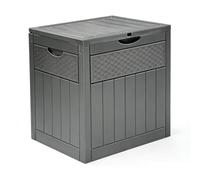 HOBBYZOO Coffre de jardin extérieur, coffre de rangement multifonction 126L pour coussins, outils et livraisons - Protection intempéries, 56 x 53 x 43 cm, gris