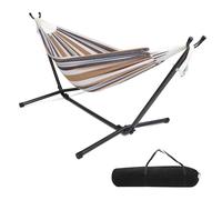 HOBBYZOO Hamac sur Pied, Capacité de Charge 250kg, Réglable en Hauteur, 305x109x104 cm, Support métallique - pour 1-2 Personnes, Marron