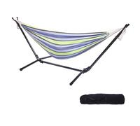 HOBBYZOO Hamac sur Pied, Capacité de Charge 250kg, Réglable en Hauteur, 305x109x104 cm, Support métallique - pour 1-2 Personnes (Vert-Violet)
