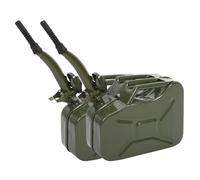 HOBBYZOO Lot de 2 Jerrican Bidon Essence 10L Métal avec Bec Verseur, Réservoir Carburant Portable pour Essence, Diesel et Bioéthanol (Vert)