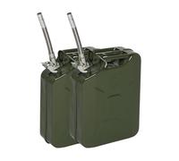HOBBYZOO Lot de 2 Jerrican Bidon Essence 20L Métal avec Bec Verseur Métallique, Réservoir Carburant Portable pour Essence, Diesel et Bioéthanol (Vert)