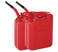 HOBBYZOO Lot de 2 Jerrican Bidon Essence 20L Métal avec Bec Verseur, Réservoir Carburant Portable pour Essence, Diesel et Bioéthanol (Rouge)