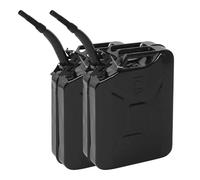 HOBBYZOO Lot de 2 Jerrican Bidon Essence 20L Métal avec Bec Verseur, Réservoir Carburant Portable pour Essence, Diesel et Bioéthanol (Noir)