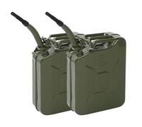 HOBBYZOO Lot de 2 Jerrican Bidon Essence 20L Métal avec Bec Verseur, Réservoir Carburant Portable pour Essence, Diesel et Bioéthanol (Vert)