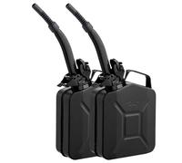 HOBBYZOO Lot de 2 Jerrican Bidon Essence 5L Métal avec Bec Verseur, Réservoir Carburant Portable pour Essence, Diesel et Bioéthanol (Noir)
