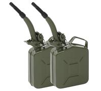 HOBBYZOO Lot de 2 Jerrican Bidon Essence 5L Métal avec Bec Verseur, Réservoir Carburant Portable pour Essence, Diesel et Bioéthanol (Vert)