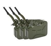 HOBBYZOO Lot de 3 Jerrican Bidon Essence 10L Métal avec Bec Verseur, Réservoir Carburant Portable pour Essence, Diesel et Bioéthanol (Vert)