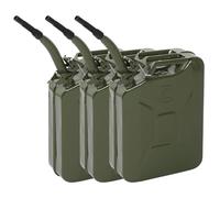 HOBBYZOO Lot de 3 Jerrican Bidon Essence 20L Métal avec Bec Verseur, Réservoir Carburant Portable pour Essence, Diesel et Bioéthanol (Vert)