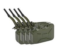 HOBBYZOO Lot de 4 Jerrican Bidon Essence 10L Métal avec Bec Verseur, Réservoir Carburant Portable pour Essence, Diesel et Bioéthanol (Vert)