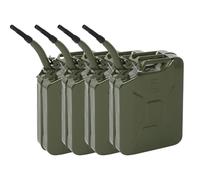 HOBBYZOO Lot de 4 Jerrican Bidon Essence 20L Métal avec Bec Verseur, Réservoir Carburant Portable pour Essence, Diesel et Bioéthanol (Vert)