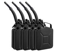 HOBBYZOO Lot de 4 Jerrican Bidon Essence 5L Métal avec Bec Verseur (Noir) | Réservoir Carburant Portable pour Essence, Diesel et Bioéthanol