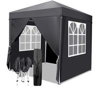 HOBBYZOO Tonnelle Pliante 2x2 m, Imperméable & Résistante,UV 50+ - Tissu Oxford 420D, avec 4 Parois latérales,Réglable en Hauteur,pour Jardin, Camping & Événements，Gris foncé