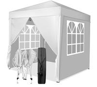 HOBBYZOO Tonnelle Pliante 2x2 m, Imperméable & Résistante,UV 50+ - Tissu Oxford 420D, avec 4 Parois latérales,Réglable en Hauteur,pour Jardin, Camping & Événements Blanc
