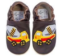 HOBEA-Germany Chaussures de Jardin d'enfants Safestep, chaussons pour enfants, chaussures en cuir (Bétonnière Brun, 28/29)