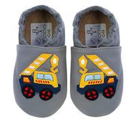 HOBEA-Germany Chaussures de Jardin d'enfants Safestep, chaussons pour enfants, chaussures en cuir (Camion-grue Gris, 28/29)