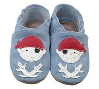HOBEA-Germany Chaussures de Jardin d'enfants Safestep, chaussons pour enfants, chaussures en cuir (Pirat bleu clair, 26/27)