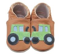 HOBEA-Germany Chaussures de Jardin d'enfants Safestep, chaussons pour enfants, chaussures en cuir (Tracteur marron, 24/25)