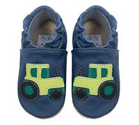 HOBEA-Germany Chaussures de Jardin d'enfants Safestep, chaussons pour enfants, chaussures en cuir (Tracteur bleu, 24/25)