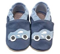 HOBEA-Germany Chaussures de Jardin d'enfants Safestep, chaussons pour enfants, chaussures en cuir (Voiture de course bleu foncé, 24/25)