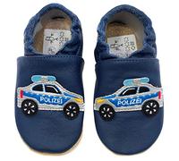 HOBEA-Germany Chaussures de Jardin d'enfants Safestep, Chaussons pour Enfants, Chaussures en Cuir (Voiture de Police Bleu foncé, 28/29)