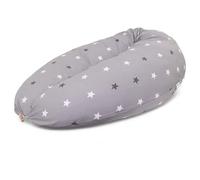 HOBEA-Germany Coussin d'allaitement 190 cm x 76 cm Coussin de positionnement XXL Coussin de Grossesse pour bébé et Adulte Coussin d'allaitement latéral avec Housse en Coton Bio (Motif D’étoile Grise)
