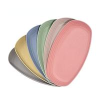 Hobein Lot de 6 assiettes ovales de 29,4 cm en plastique pour RV, fête, pique-nique, camping, assiettes saines incassables en polypropylène, sûres et légères, passent au micro-ondes et au