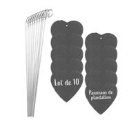 Hoberg Étiquettes Plantes en ardoise - Set de 10 | Résistant aux intempéries, réutilisable | Inscription individuelle de plantes & herbes | Avec piquet de terre en acier | 10 x 10 x 0,5 cm [cœur]