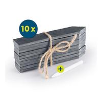 Hoberg Lot de 10 plaques d'ardoise robustes pour jardin, parterre d'herbes et plate-bandes surélevées, résistantes aux intempéries, durables et idéales pour serre, 15 x 2,5 cm, noires