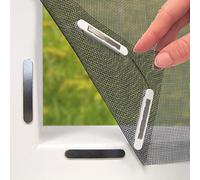 Hoberg Moustiquaire de fenêtre avec Fixation magnétique innovante | Moustiquaire jusqu'à 150 x 130 cm découpable Individuellement, Pas de perçage ni de vissage | Fixation avec 16 aimants [Noir]