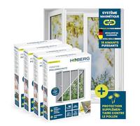Hoberg Protection anti-pollen pour fenêtres avec fixation magnétique innovante | Jusqu'à 150 x 130 cm découpable individuellement, pas de perçage ni de vissage | Fixation avec 16 aimants [4 Pièces]