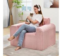 Hobestluk Canapé 2 places en mousse pour petits espaces, canapé confortable avec housse amovible, canapé en fourrure avec oreillers pour salon, chambre à coucher, appartement, bureau (Rose, standard)