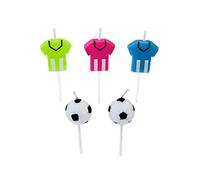 HOBI 5 Bougies Anniversaire Foot 7 cm - Coloré - Taille Unique
