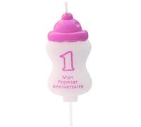 HOBI Bougie Anniversaire 1an biberon Rose (x1) REF/BGA1400