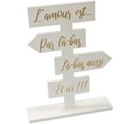 hobi Centre de Table Totem Blanc en Bois et doré Or pour Mariage ou St Valentin (x1) REF/DEK0294