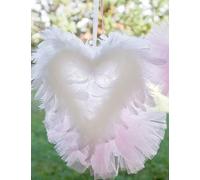HOBI Cœur Blanc en Plumes à Suspendre 20 cm