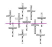 HOBI Lot de 10 Croix argentées décoratives à éparpiller ou à Coller, Longueur 25 mm