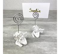 HOBI Lot de 2 Marque-Places angelots, Porte-Noms en résine Blanche, 5,5 x 5 x 9 cm
