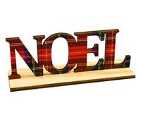 Hobi Mariage Déco Lettres Noel Tartan en Bois 15 x 5 cm